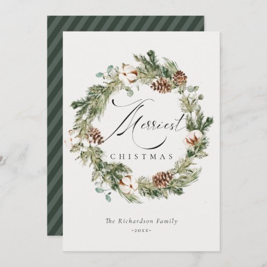 コット素朴ンパインコーンメリークリスマスリース シーズンカード (正面/裏面)