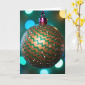 コッパーのジグザグクリスマスオーナメントカード カード (黄色い花)
