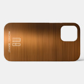 コッパーブラウンメタリックモノグラムケースメイトiPhoneケース Case-Mate iPhoneケース (裏面 (横))