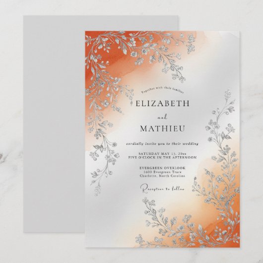 コッパーラスターの秋の結婚式 招待状 (正面/裏面)