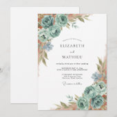 コッパー+シーフォーム+芍薬の結婚式 招待状 (正面/裏面)