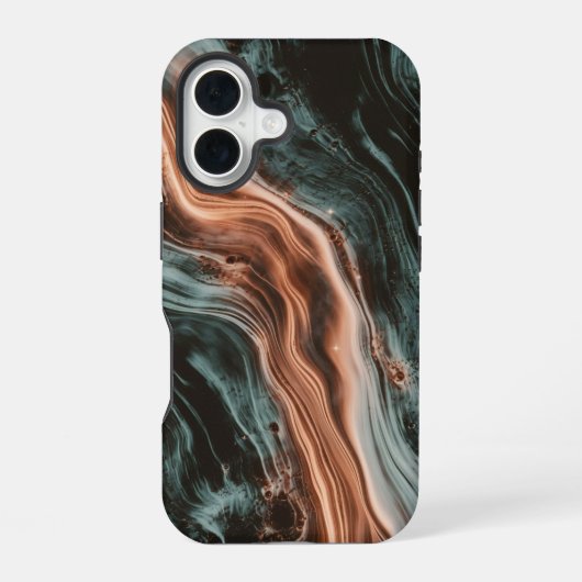 コッパー&テアル大理石フロー iPhone 16ケース (裏面)