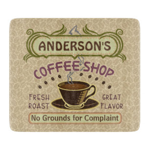 コップが付いている喫茶店はあなた自身のパーソナライズ作成します カッティングボード