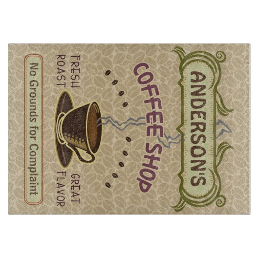 コップが付いている喫茶店はあなた自身のパーソナライズ作成します カッティングボード (正面)