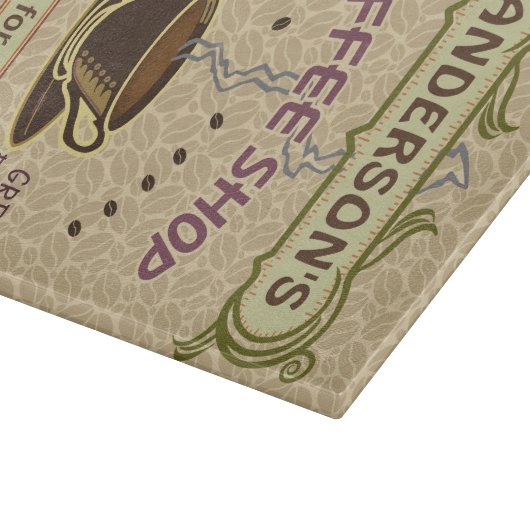 コップが付いている喫茶店はあなた自身のパーソナライズ作成します カッティングボード (角)