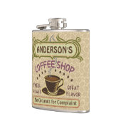 コップが付いている喫茶店はあなた自身のパーソナライズ作成します フラスク (左)