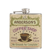 コップが付いている喫茶店はあなた自身のパーソナライズ作成します フラスク (正面)