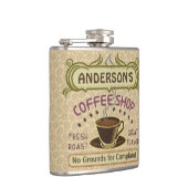 コップが付いている喫茶店はあなた自身のパーソナライズ作成します フラスク (右)