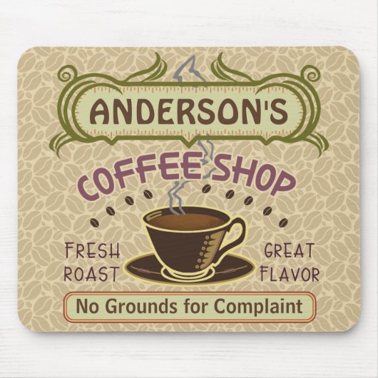 コップが付いている喫茶店はあなた自身のパーソナライズ作成します マウスパッド (正面)