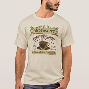 コップが付いている喫茶店はあなた自身のパーソナライズ作成します Tシャツ