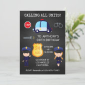 コップと泥棒の誕生日チョークボード 招待状 (スタンド正面)