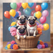 コップと風船がいっぱい入ったバスケット ウィンドウサイン (シート2)