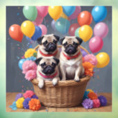 コップと風船がいっぱい入ったバスケット ウィンドウサイン (シート3)