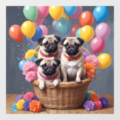 コップと風船がいっぱい入ったバスケット ウィンドウサイン (シート)