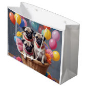 コップと風船がいっぱい入ったバスケット ラージペーパーバッグ (正面アングル)