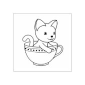 コップに入った猫と茶碗の中の猫 ラバースタンプ (インプリント)