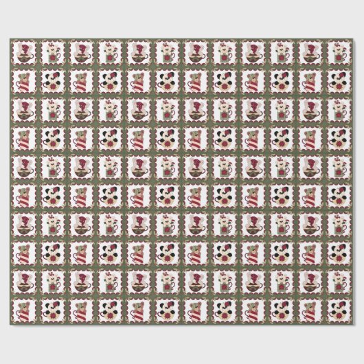 コップのかわいく低俗なメリークリスマスのテディー・ベア ラッピングペーパー (フラット)