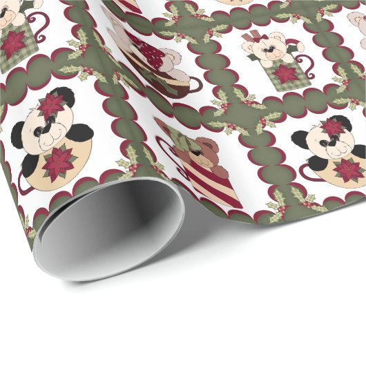 コップのかわいく低俗なメリークリスマスのテディー・ベア ラッピングペーパー (ロールコーナー)