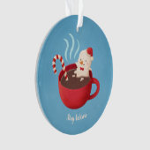 コップのオーナメントのかわいい滞在の暖かい溶ける雪だるま オーナメント (正面)