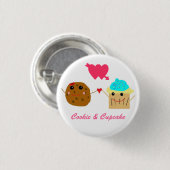 コップのケーキおよびクッキーピン 缶バッジ (正面&裏面)