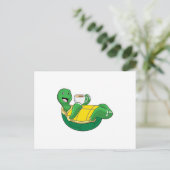 コップのコーヒーを持ったカメ ポストカード (スタンド正面)