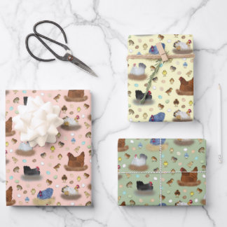 コップの女の子 – 桃、黄色、セージ緑 ラッピングペーパーシート