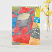 コップは散歩します カード (黄色い花)