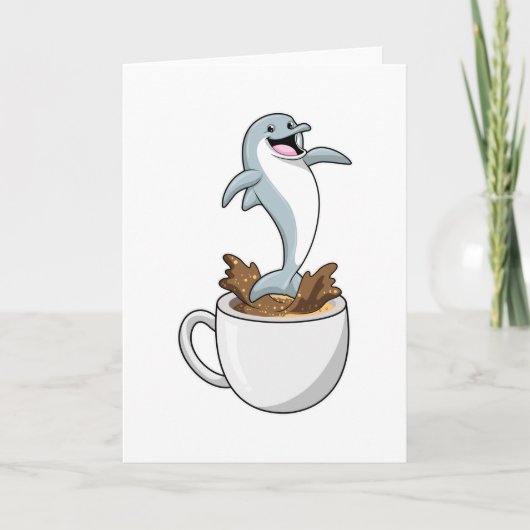 コップを持ったイルカ カード (正面)