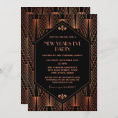 コップ王室のブラック素晴らしギャツビー1920年代の新年パーティー 招待状 (正面/裏面)