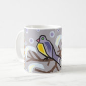 コップ-かわいい鳥との冬場面 コーヒーマグカップ (正面左)