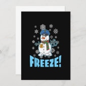 コップ スノーマン、男性女性のためのみにくいクリスマス、面白いH 招待状 (正面/裏面)