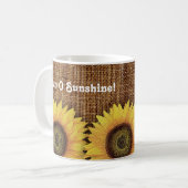 コップOの日光のヒマワリのヴィンテージの麻布のマグ コーヒーマグカップ (正面左)