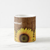 コップOの日光のヒマワリのヴィンテージの麻布のマグ コーヒーマグカップ (中央)