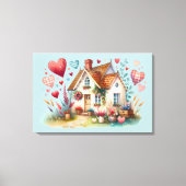 コテお洒落ダジェーレハートハウスアート キャンバスプリント (正面)