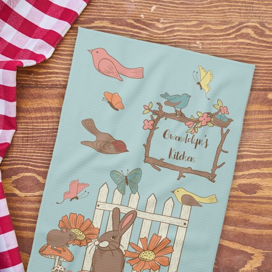 コテかわいらしガコアの鳥獣パーソナライズされた キッチンタオル