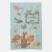 コテかわいらしガコアの鳥獣パーソナライズされた キッチンタオル (縦)