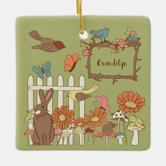 コテかわいらしガコアの鳥獣パーソナライズされた セラミックオーナメント (正面)