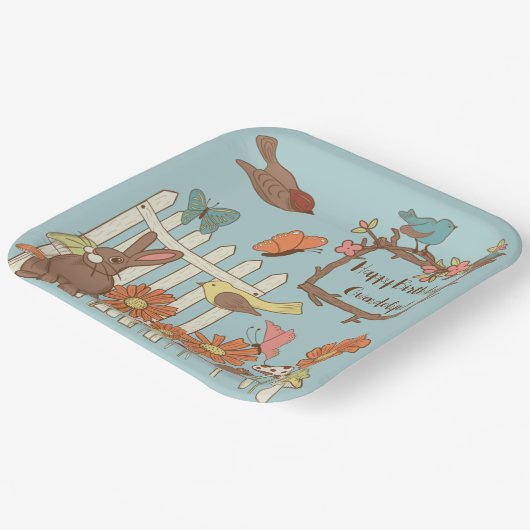 コテかわいらしガコアの鳥獣パーソナライズされた ペーパープレート (傾斜あり)