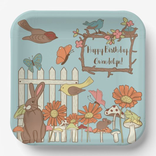 コテかわいらしガコアの鳥獣パーソナライズされた ペーパープレート (正面)