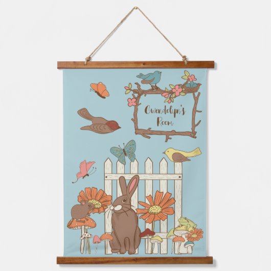 コテかわいらしガコアの鳥獣パーソナライズされた 吊り下げ型タペストリー (正面)