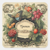 コテエレガントガケコアガーデンベリーパーソナライズされた スクエアシール (正面)