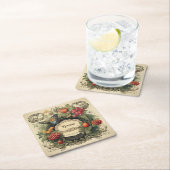 コテエレガントガケコアガーデンベリーパーソナライズされた スクエアペーパーコースター (インサイチュ)