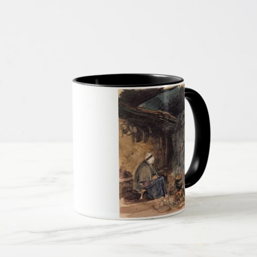 -コテッジのインテリアを沸かすのをポットが見ます マグカップ (正面右)