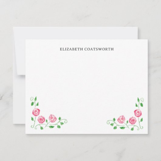 コテパーソナライズされたガコーレハンドドローバラかわいらし ノートカード (正面)