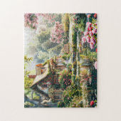 コテージお洒落とシャクナゲ ジグソーパズル (縦)