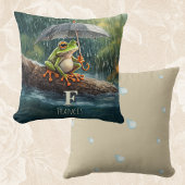 コテージお洒落コアレインデイフロッグモノグラム クッション