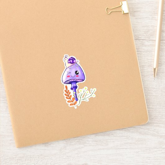 コテージかわいいキノコとカタツムリ シール (ノートブック)