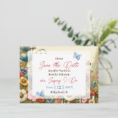 コテージかわいらしコアヴィンテージウェディング日付を保存 招待状 (スタンド正面)