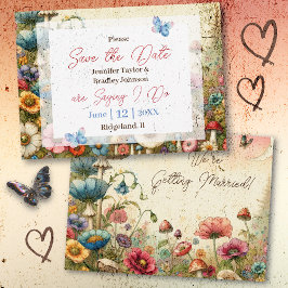 コテージかわいらしコアヴィンテージウェディング日付を保存 招待状