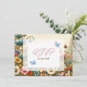 コテージかわいらしコアヴィンテージウェディングRSVPカード 招待状 (スタンド正面)